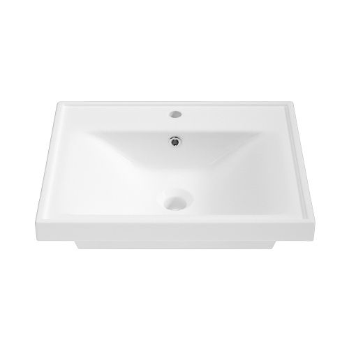 Раковина из сантехнического фарфора Wellsee FreeDom 151102000 55х46 подвесная цвет белый глянцевый 1 отверстие под смеситель