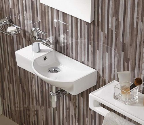 Раковина из санфаянса CeramaLux 7947BR 45х24 подвесная цвет белый 1 отверстие под смеситель