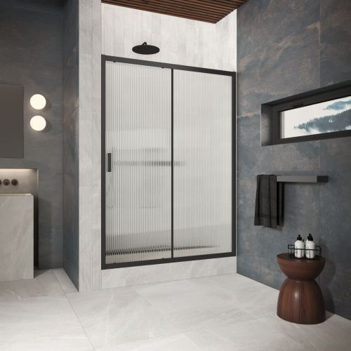 Душевая дверь Vegas-Glass ZP Protec ZP Protec h1900 120 02М Moru 120х190 стекло рифленое профиль черный
