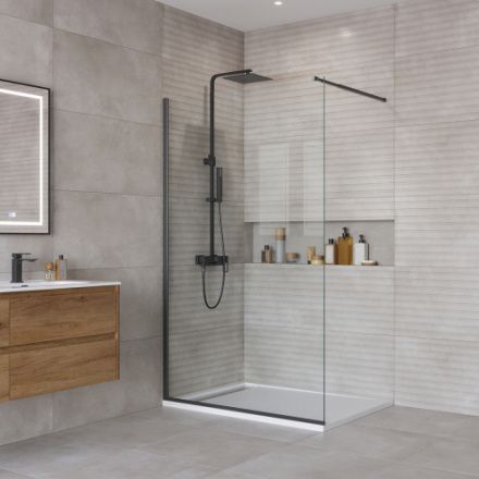 Душевая перегородка BelBagno KRAFT KRAFT-L-1-120-C-NERO 120х195 стекло прозрачное профиль черный