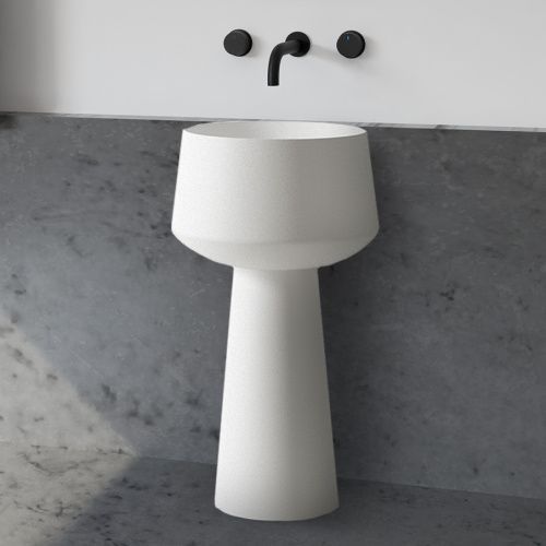 Раковина из искусственного камня Abber STEIN AS2508 50х50 напольная цвет белый матовый без отверстий под смеситель