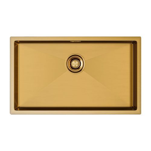 Кухонная мойка Paulmark ALLER 74 UNI PM807444-BG 69х39 цвет брашированное золото поверхность матовая