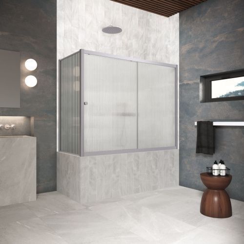 Душевая шторка на ванну Vegas-Glass ZV+ZVF Protec ZV+ZVF Protec 150*90 07 Moru 150х140 стекло рифленое профиль хром ориентация универсальная