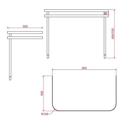 Консоль под раковину Artceram Azuley AZA003 71 01 bi/cr 90х50х70 напольная цвет хром - фото 2