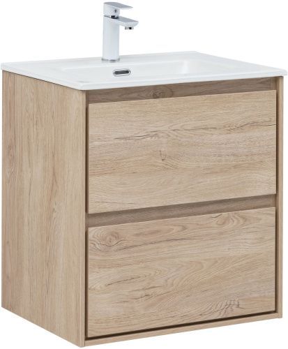 Тумба под раковину Aquanet Милан 00336382 60х45х64 подвесная цвет светлое дерево