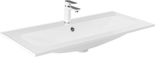 Раковина из литьевого мрамора Aquanet Арт 00318926 98х45 полувстраиваемая цвет белый 1 отверстие под смеситель