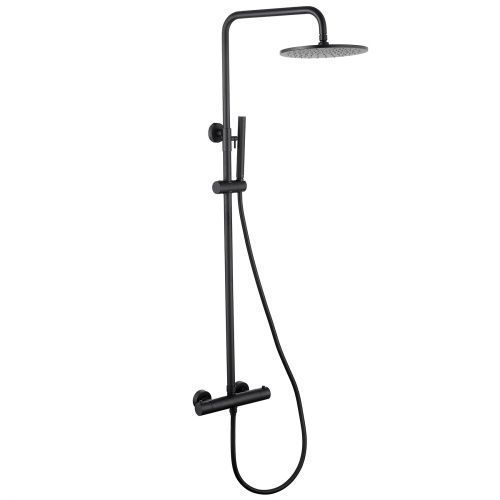 Душевая стойка ABBER AF8160B настенная цвет черный матовый с термостатом