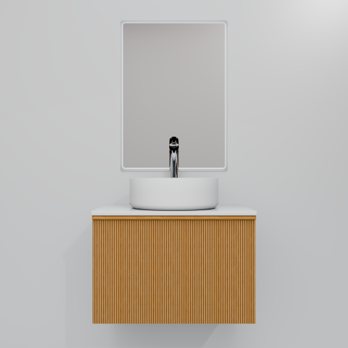 Тумба с раковиной+зеркало Art Decco Andy (Энди) AAN06W11S3MF 60x45x40 подвесная цвет белый дуб