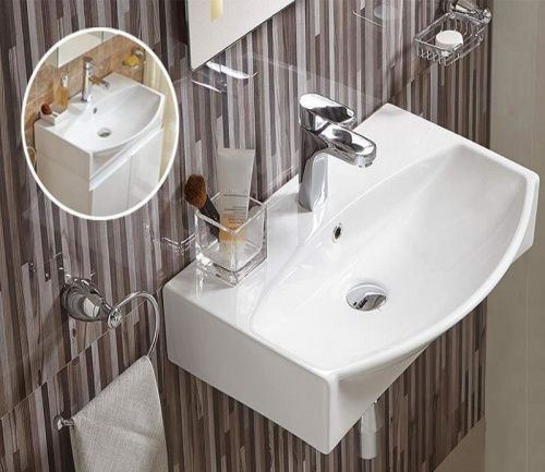 Раковина из санфаянса CeramaLux 78014D 60х40 подвесная цвет белый 1 отверстие под смеситель