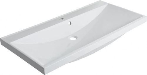 Раковина из литьевого мрамора Aquanet Нота 00284116 100х48 полувстраиваемая цвет белый 1 отверстие под смеситель