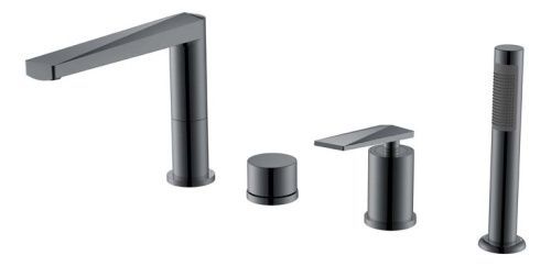 Смеситель Boheme Venturo 370-SGM на борт ванны графит глянцевый