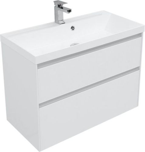 Тумба под раковину Aquanet Гласс 00196960 89х45х61 напольная/подвесная цвет белый