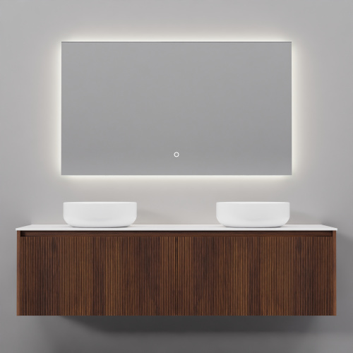 Тумба с раковиной+зеркало Art Decco Camilla (Камилла) ACM15W22D3M0 150x45x40 подвесная цвет черный орех