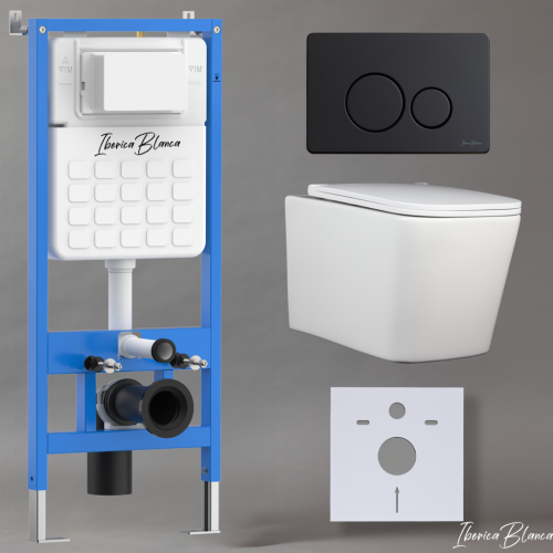 Комплект унитаз с инталляцией и клавишей смыва Iberica Blanca TOLEDO ALTO IB001.TLA.234.812