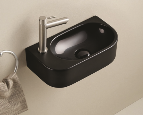 Раковина из санфаянса CeramaLux 78204RB 40х22 подвесная цвет черный глянцевый 1 отверстие под смеситель