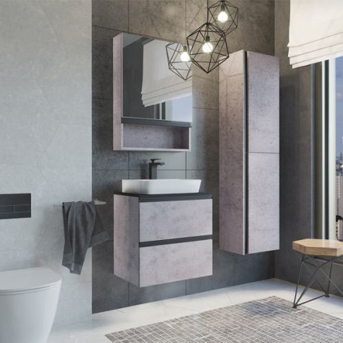 Тумба с раковиной Comforty Эдинбург 00-00005700CF 60х40х71 подвесная цвет бетон светлый