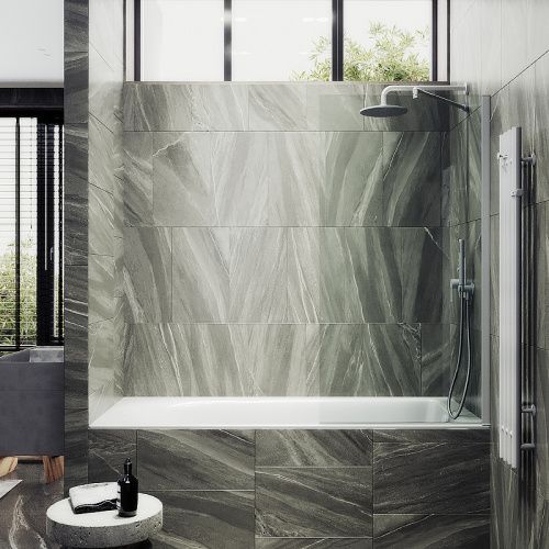 Душевая шторка на ванну Maybah Glass MGV-63-1ш 70х140 стекло прозрачное профиль белый ориентация универсальная