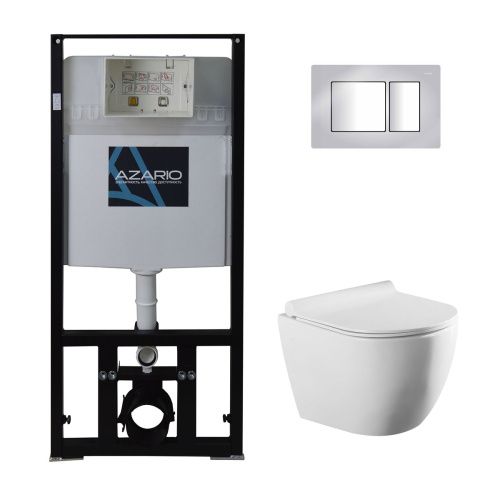 Комплект унитаз с инсталляцией с клавишей смыва Azario  AZ-8010-1000+AZ-8200-0031+AZ-2196D