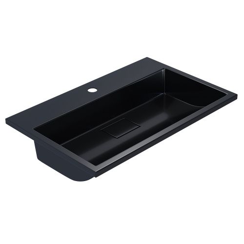 Раковина из литьевого мрамора Uperwood Barsa 3939193462 70х45 полувстраиваемая цвет черный