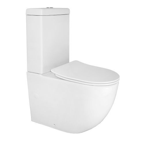 Унитаз-компакт напольный с бачком Azario Renda AZ-8693 белый с сиденьем микролифт безободковый каскадный смыв