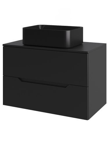 Тумба с раковиной Orange Line Li-70TubMDF+B02-460MB 70х46х71 подвесная цвет черный матовый