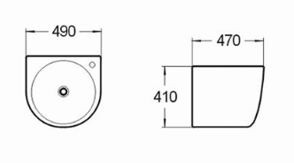 Раковина из санфаянса CeramaLux 500F 49х47 подвесная цвет белый 1 отверстие под смеситель - фото 2