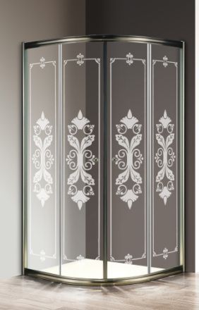 Душевой уголок Cezares GIUBILEO GIUBILEO-R-2-100-SCORREVOLE-CP-Br 100х100 стекло с рисунком профиль бронза без поддона