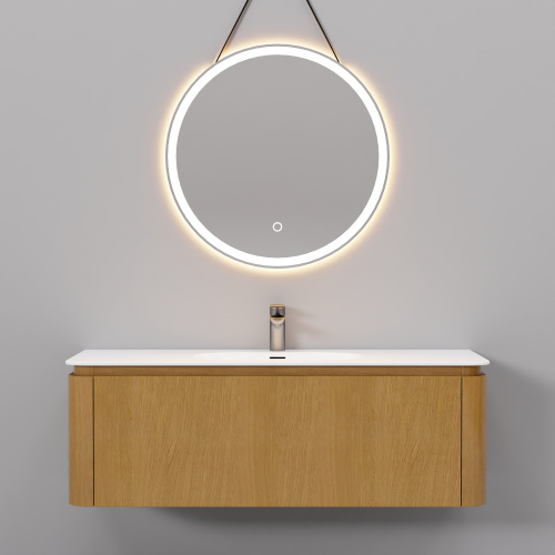 Тумба с раковиной+зеркало Art Decco Coco (Коко) ACC12W14S1MF 120x45x40 подвесная цвет белый дуб