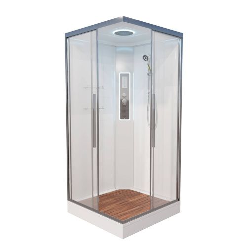 Душевая кабина AvaCan K K2010LED 100х100 прямоугольная с крышей ориентация универсальная