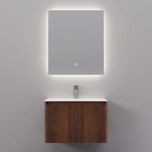 Тумба с раковиной+зеркало Art Decco Camilla (Камилла) ACM06W22S1MF 60x45x40 подвесная цвет черный орех