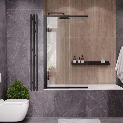 Душевая шторка Reflexion Slider RX15090CBL-21 90x150 стекло прозрачное профиль черный матовый ориентация универсальная