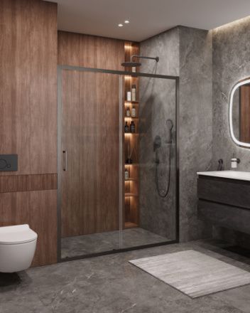 Душевая дверь Cezares MOLVENO MOLVENO-BF-1-140-C-GM-IV 140х195 стекло прозрачное профиль оружейная сталь