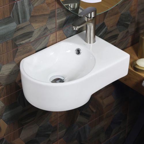 Раковина из сантехнического фарфора Melana 320347L-805 42х27 подвесная цвет белый 1 отверстие под смеситель