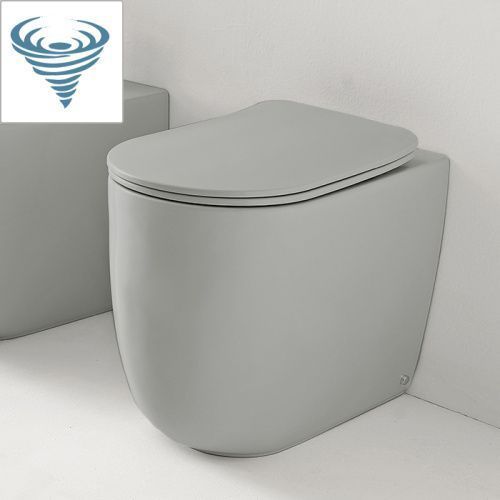 Чаша унитаза напольная Kerasan Nolita 531959 цвет светло-серый матовый без сиденья безободковая смыв торнадо