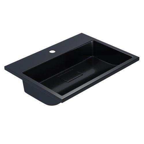 Раковина из литьевого мрамора Uperwood Barsa 3939193461 60х45 полувстраиваемая цвет черный
