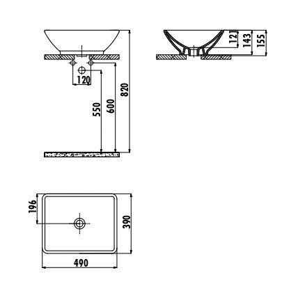 Раковина из сантехнического фарфора Creavit Tina TP140-00SI00E-0000 50х40 накладная цвет черный без отверстий под смеситель - фото 2