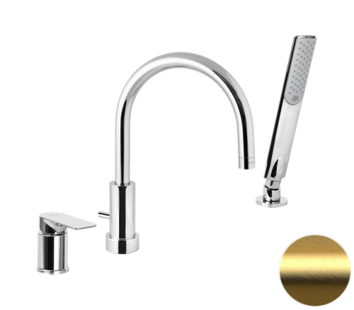 Смеситель Remer Infinity I07BG на борт ванны брашированное золото