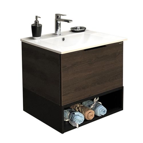 Тумба с раковиной Comforty Франкфурт 00004150530CF 61х47х54 подвесная цвет дуб шоколадный