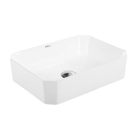 Раковина из сантехнического фаянса BelBagno BB1386 50х40 накладная цвет белый без отверстий под смеситель