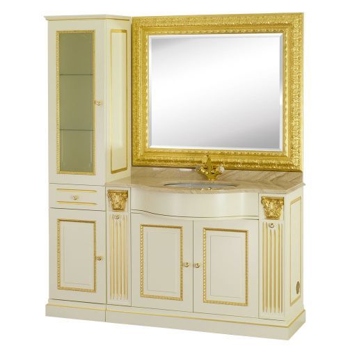 Шкаф-пенал Migliore RAVENNA 27071 43х42х196 напольный цвет светло-бежевый/золото