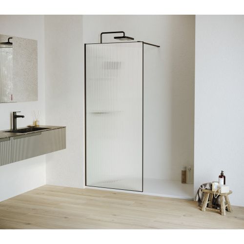 Душевая перегородка RGW Walk In 06100811-154 110х195 стекло рифленое профиль черный