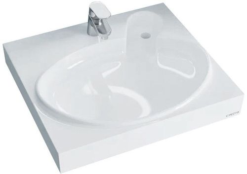 Раковина из искусственного камня СанТа Сатурн 900126 60х55 над стиральной машиной цвет белый