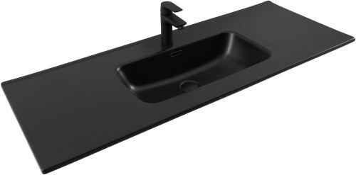 Раковина керамическая Aquanet Flat 00329258 120х47 полувстраиваемая цвет черный 1 отверстие под смеситель