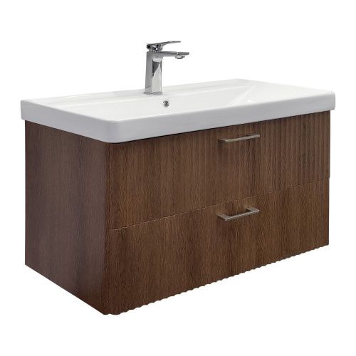 Тумба с раковиной Comforty Ангара 00-00021037CF 91х3х88 подвесная цвет дуб темно-коричневый
