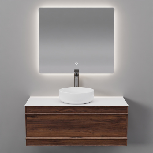 Тумба с раковиной+зеркало Art Decco Bridget (Бриджит) ABR10W22S3MF 100x45x40 подвесная цвет черный орех