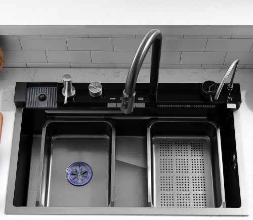 Кухонная мойка Esbano CASCADE-5 ESMKCASC5 75х45 цвет оружейная сталь