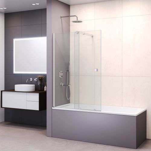 Душевая шторка на ванну RGW Screens 06114609-11 90х150 стекло прозрачное профиль хром глянцевый ориентация универсальная