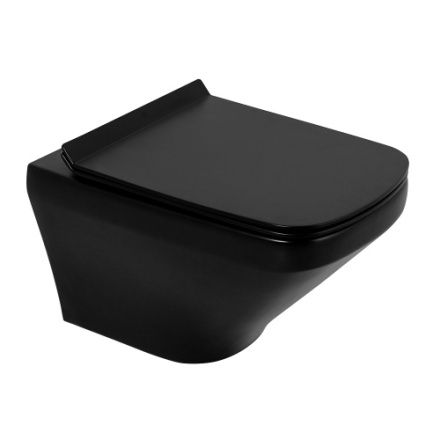 Чаша унитаза подвесная BelBagno SELA BB3201CHR-MB цвет черный матовый без сиденья безободковая каскадный смыв