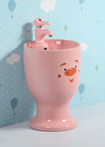 Раковина керамическая Gid Aventura 69911 37х37 напольная цвет розовый 1 отверстие под смеситель