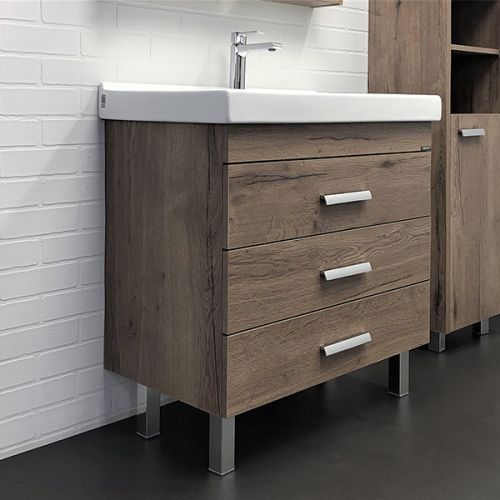 Тумба с раковиной Comforty Никосия 00-00007621CF 80х45х86 напольная цвет дуб темный